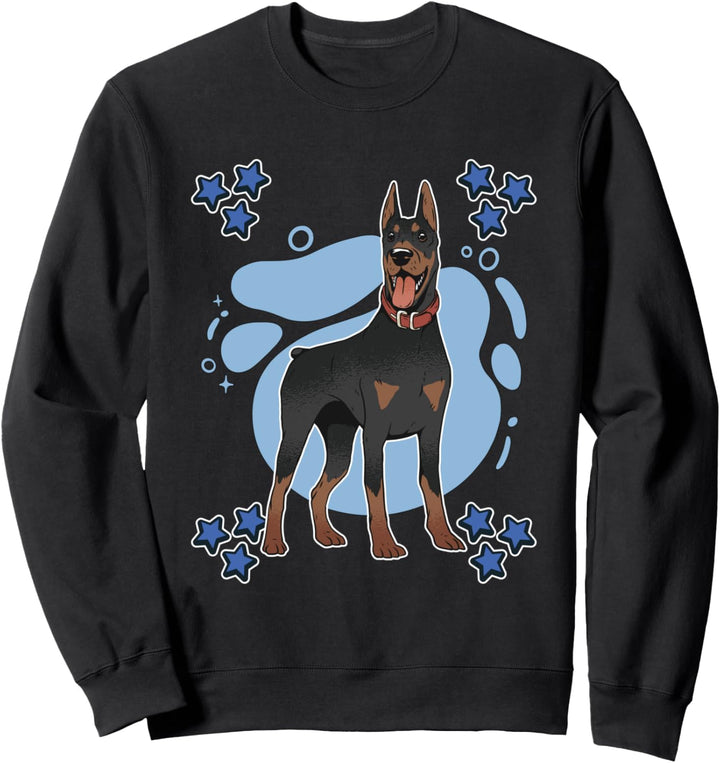 Herren Dobermann Zeichnung Sterne Jungen Dobermann Sweatshirt