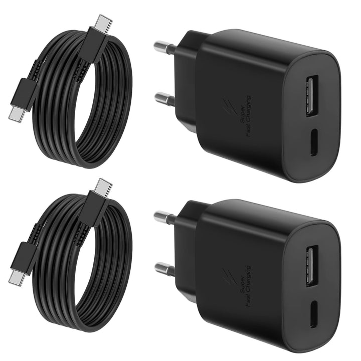 2er-Pack 25W USB C Ladegerät, Schnellladegerät Adapter Netzteil für Samsung Galaxy S25/S24/S23/S22/S
