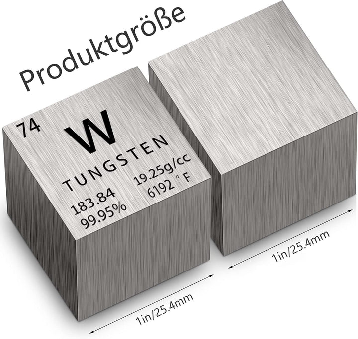1 Inch Wolfram Würfel 25,4 mm Metall Dichte Würfel reines Metall hohe Dichte Element für Element Sam