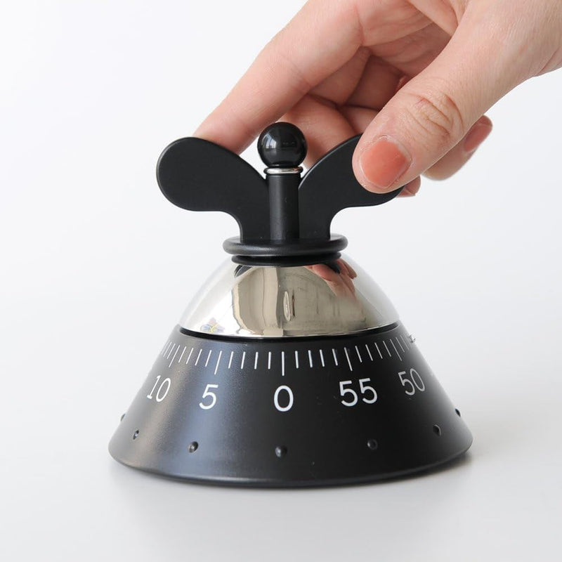 Alessi A09 B - Design Mechanischer Küchentimer, Thermoplastisches Harz, Schwarz, 10,5cm, Schwarz