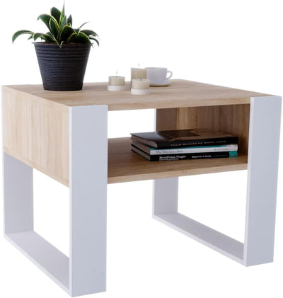 Couchtisch KARO rechteckiger Kaffeetisch aus Holz Modern Teetisch 65 x 53,6 45cm massiv und stabil (