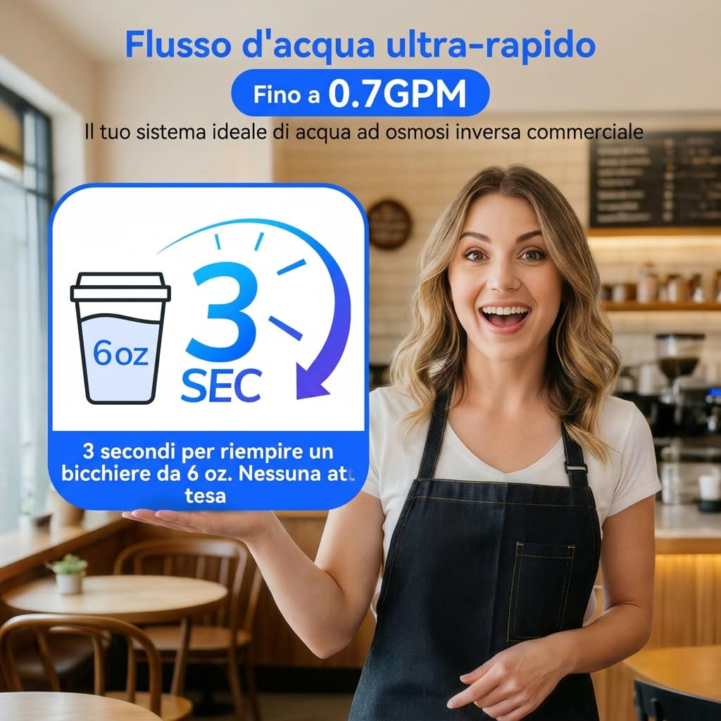 Ecoviva RO1000G Untertisch Osmoseanlage Umkehrosmoseanlage Trinkwasser mit Alkalisierung Wasser, Hoh