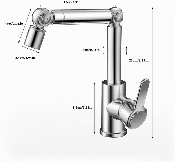 Wasserhahn Bad Drehbar, Waschtischarmatur Badezimmer Hoch Chrom, Mit 360° Schwenkarm &amp; 2 Strahlarten