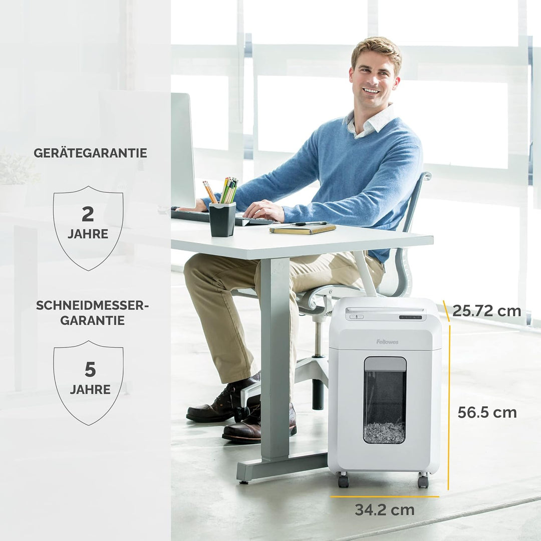 Fellowes Aktenvernichter 12Ms, 12 Blatt Minicut (P4), Papierschredder für Büro, Homeoffice, Schredde