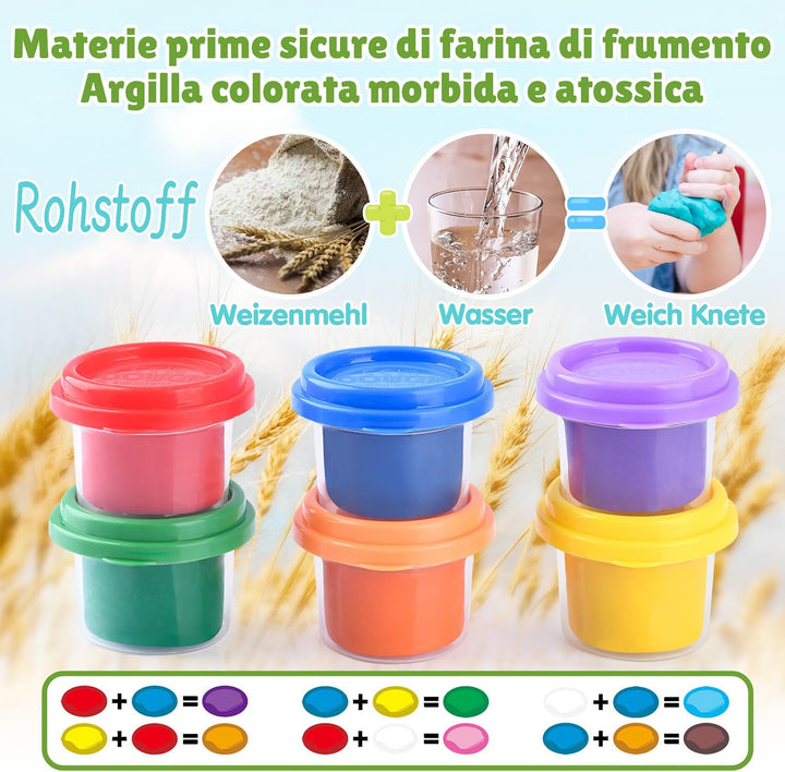 PLAY Nutztiere Knete Set für Kinder - Knete Zubehör Knete ab 3 jahre, Bauernhof Tiere Kinderknete mi