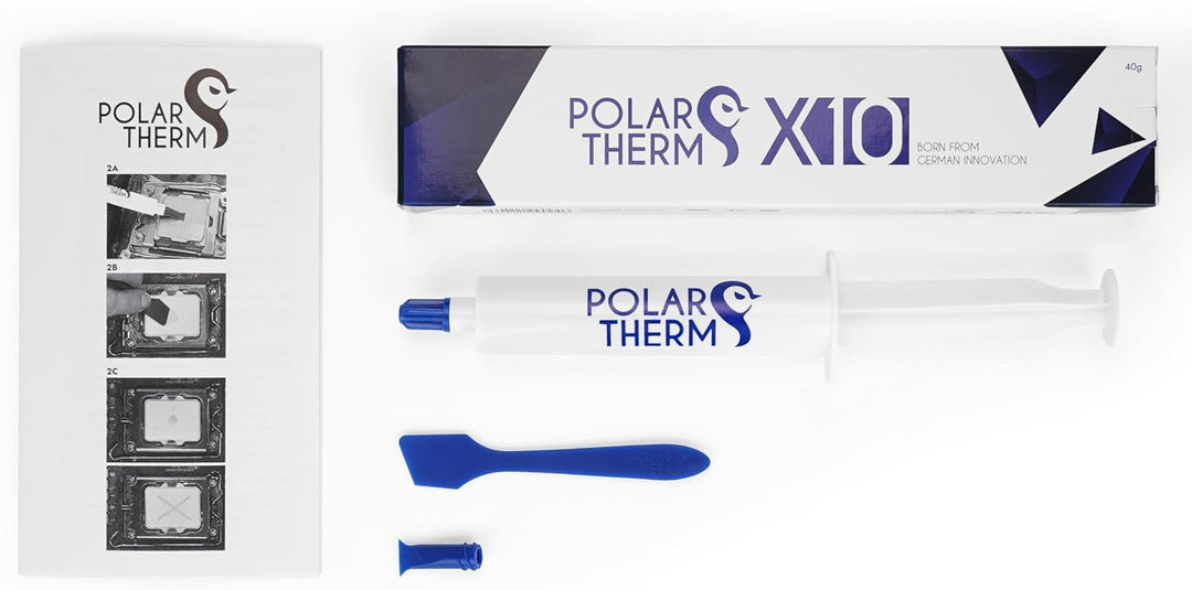 Polartherm X-10 - By Thermal Grizzly - 40g - Wärmeleitpaste für CPU & GPU - Sehr hohe Wärmeübertragu