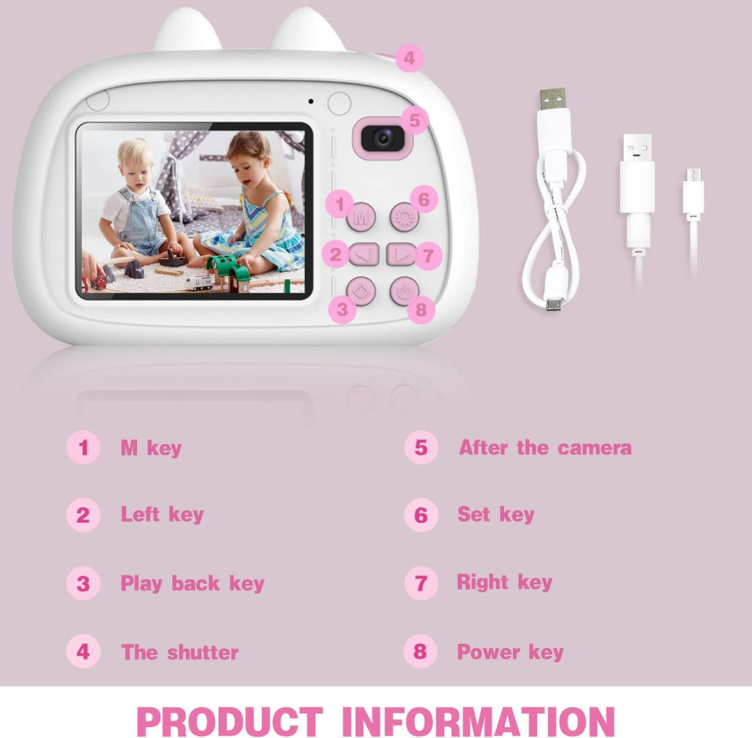 SUPBRO Kinderkamera Kätzchen Silikonhülle Fotoapparat Kinder Digitalkamera Mit 2.4" IPS-Bildschirm 1