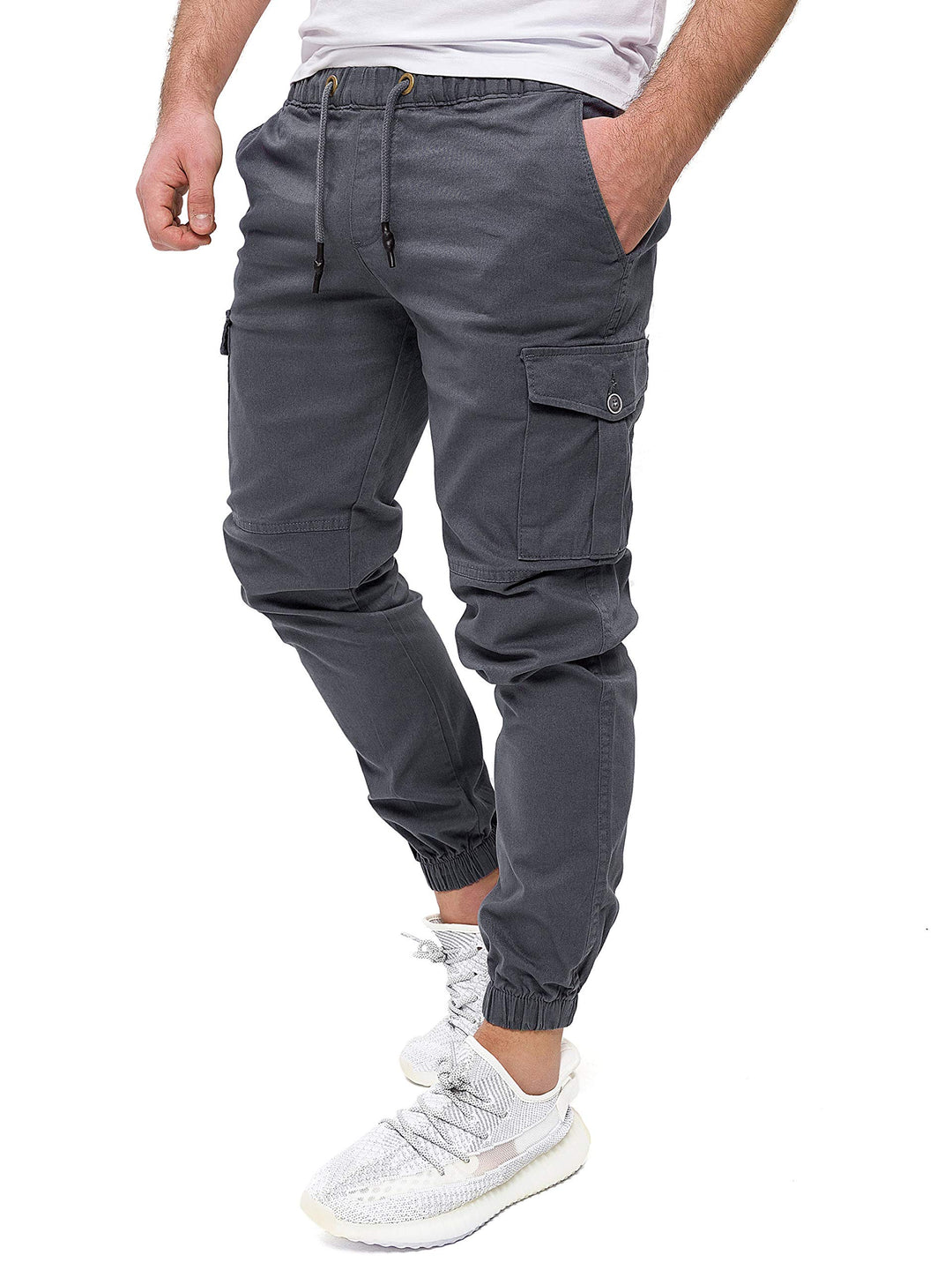 PITTMAN Darius - Herren Cargo Hose - Baumwoll Cargohosen - Cargo Jogger 38W / 34L Grau (Tornado 1839
