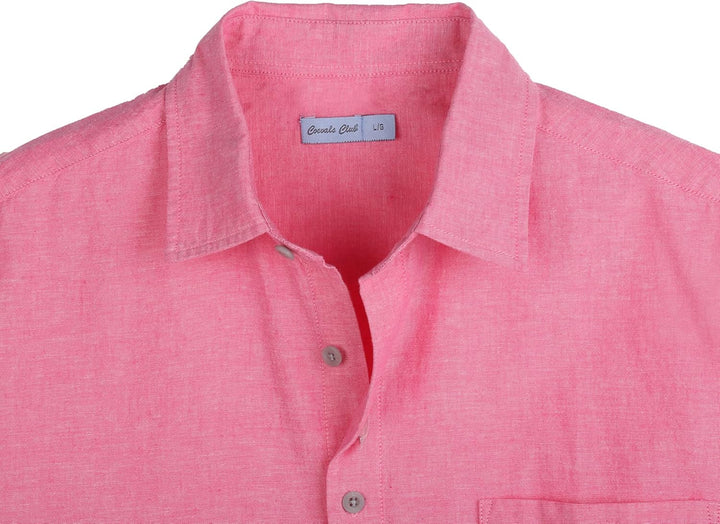 Coevals Club Herren Lässige Leinenhemd Freizeithemd Businesshemd Sommer Kurzarm Regular Fit Hemd M 1