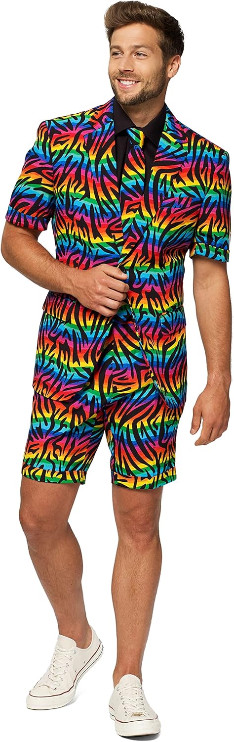 OppoSuits Herren Men Suit Business-Anzug Hosen-Set 58 Wild Rainbow, 58 Wild Rainbow