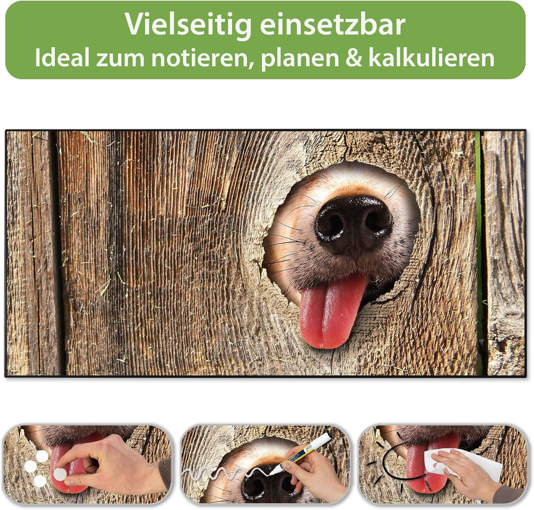 banjado Magnettafel schwarz 78 x 37cm / Magnetwand Metall/Magnetpinnwand als Memoboard/Pinnwand Magn