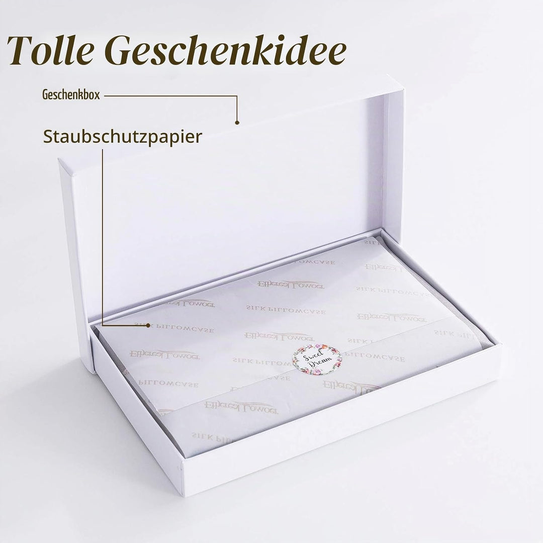 Ethlomoer Kissenbezug aus 100% natürlicher Reiner Seide für Haar und Haut, beidseitig 19 Momme, 600