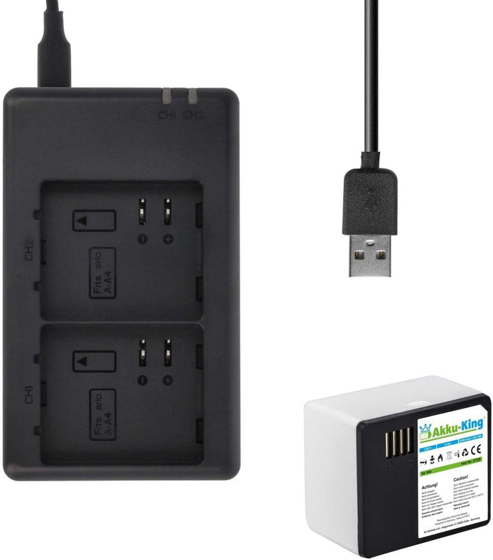 2-Fach Ladestation + Akku Li-Ion 5250mAh - kompatibel mit Netgear Arlo A-4a - für Arlo Ultra, Ultra