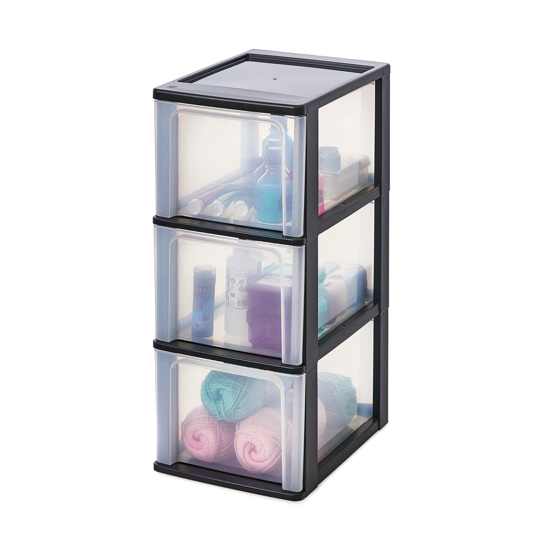 Iris Ohyama, Schubladenschrank, Schubladencontainer, 3 Schubladen mit 13 L, Format A4, durchsichtige