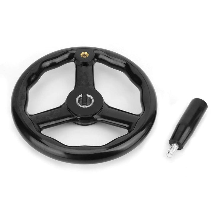 200 * 18mm Handrad Schwarz Pulverbeschichtet 3 Speichen Bakelit Handrad mit Handkurbel für Fräsmasch
