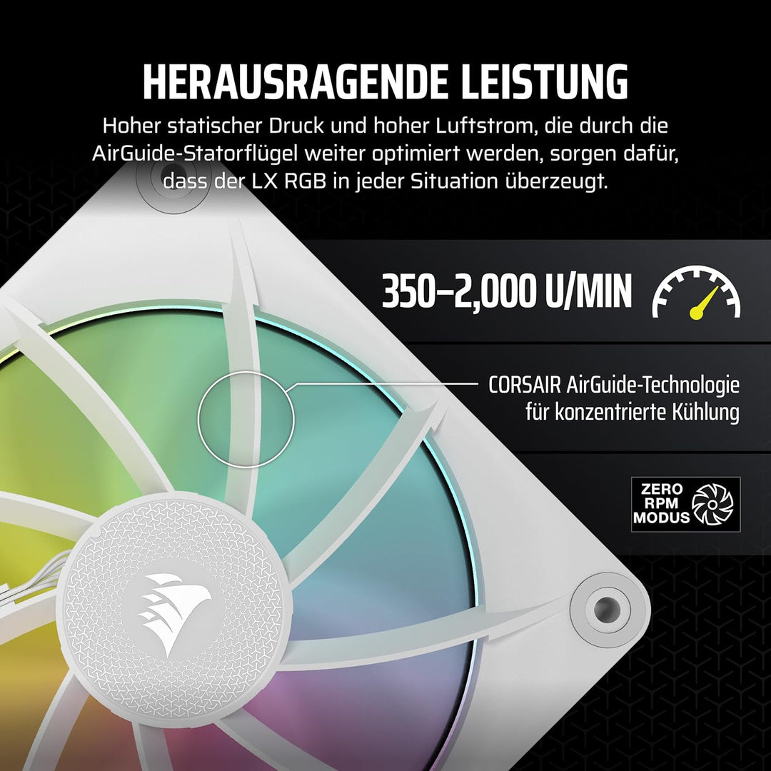 CORSAIR iCUE LINK LX140 RGB 140mm PWM-Lüfter Einzelpackung – Dual Light Loops – Erfordert iCUE LINK
