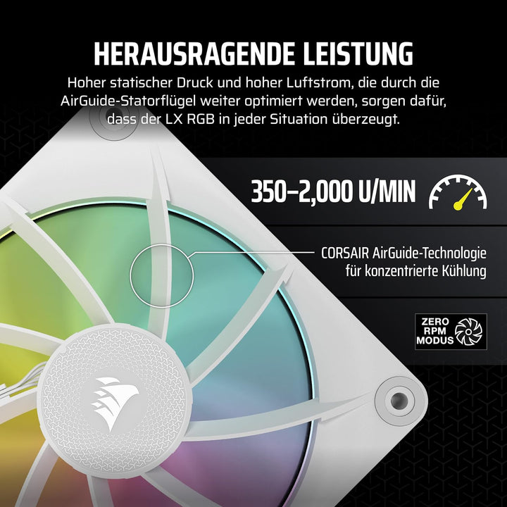 CORSAIR iCUE LINK LX140 RGB 140mm PWM-Lüfter Einzelpackung – Dual Light Loops – Erfordert iCUE LINK