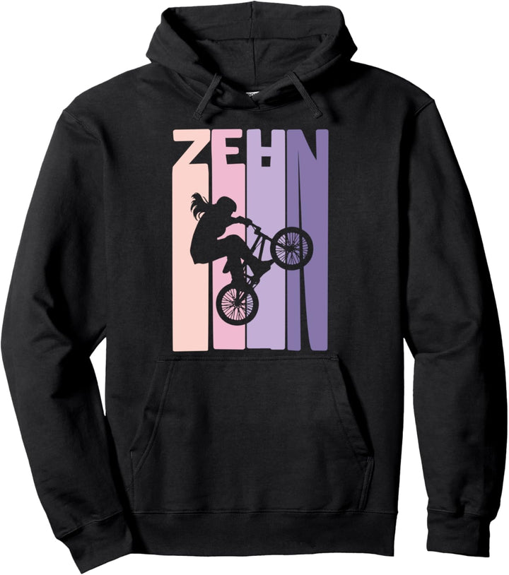10. Geburtstag Mädchen Kinder BMX Fahrrad Fan Retro Motiv Pullover Hoodie