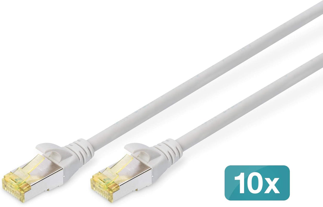 DIGITUS LAN Kabel Cat 6A - 1m - 10 Stück - RJ45 Netzwerkkabel - S/FTP Geschirmt - Kompatibel zu Cat6