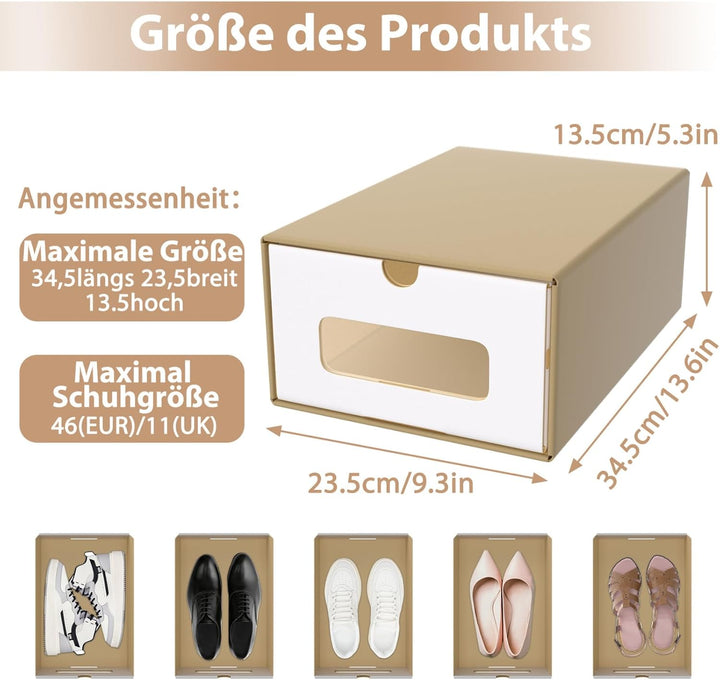 AufuN 20er Stapelbar Schuhboxen aus Kraftpapier mit Deckel & Transparent Sichtfenster, Praktische Sc