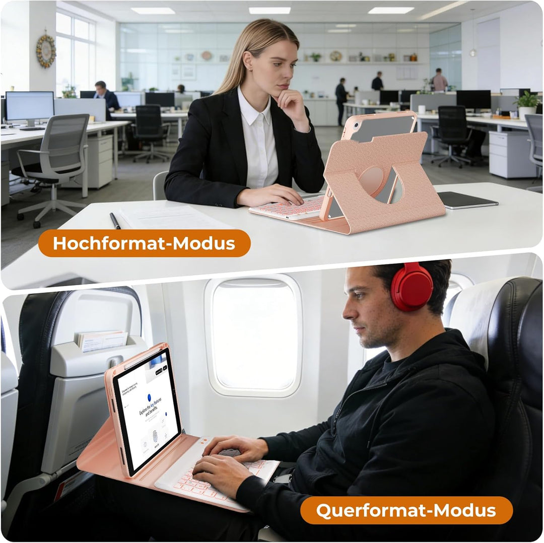OYEEICE Hülle mit Tastatur für iPad 9/8 /7 Generation 10,2 Zoll, Vergrösserte Anti-Falloff Tastenkap