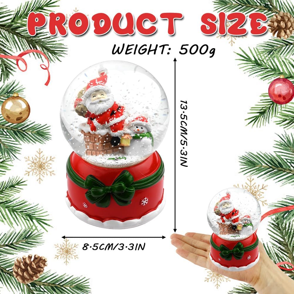 Musikalische Schneekugel für Weihnachten Spieldose Kristallkugel mit Bunten Glitzer LED Lichtern Wei