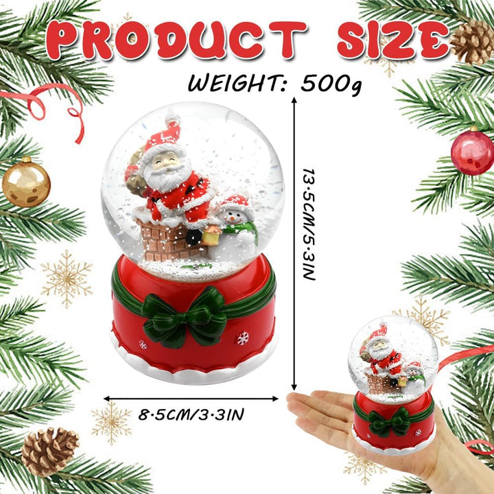 Musikalische Schneekugel für Weihnachten Spieldose Kristallkugel mit Bunten Glitzer LED Lichtern Wei