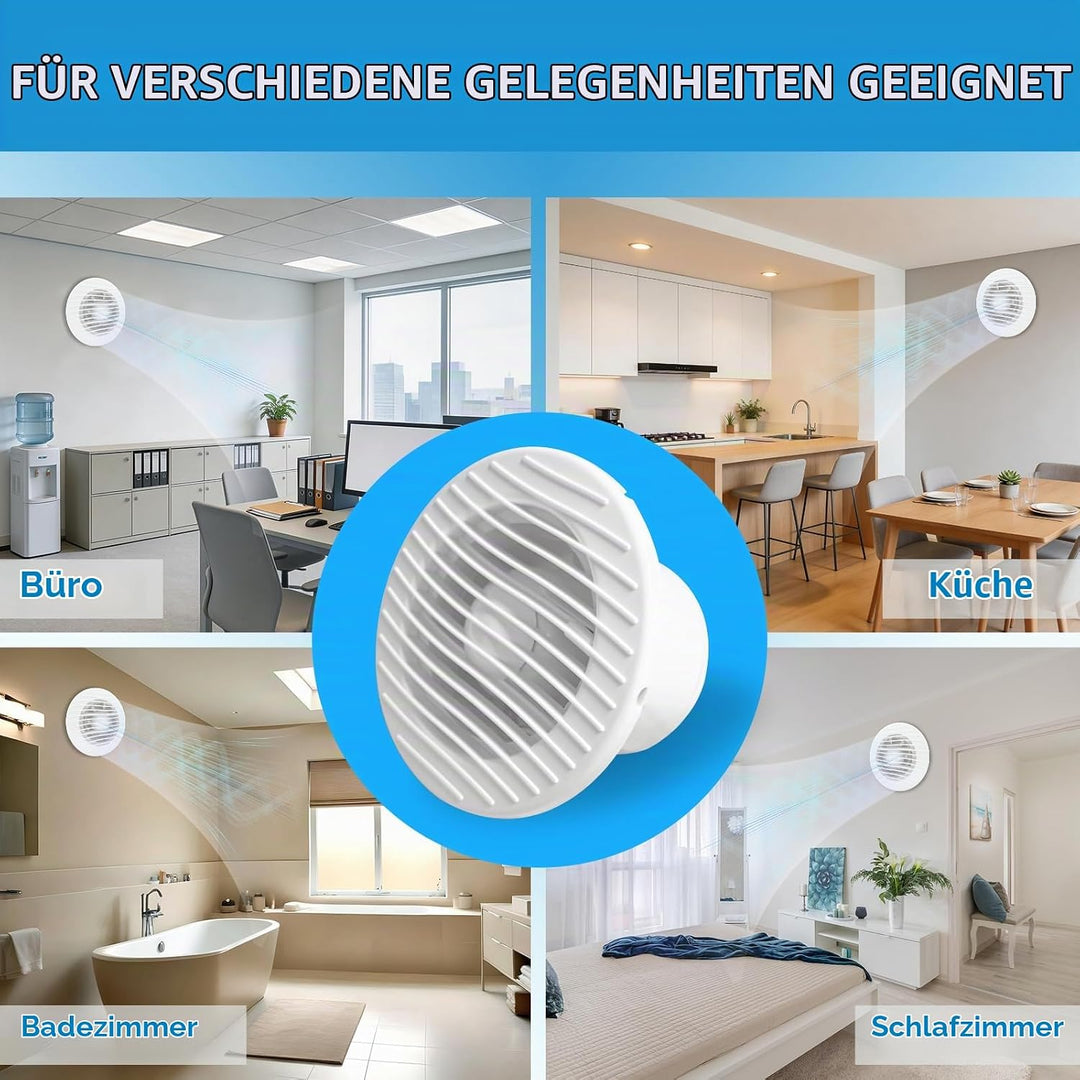 FanGoFast Badlüfter 100mm, Leistungsstarker Abluftventilator mit Rückstauklappe, Wasserdicht 14W Ene