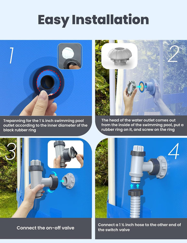 POOLHACKER Poolfilter-Set (Kolbenventil, Kolbenventil, Abzweigrohr, Abluftsieb, 1 ¼ Zoll, Einlassdüs