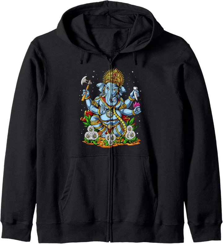 Ganesha Hindu Gott Elefant Spirituelle Yoga Meditation Zen Kapuzenjacke