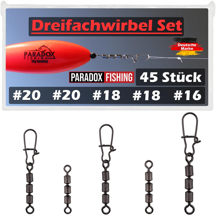 Duo-Lock Dreifachwirbel Angeln Sets 45 Stück #20-#16 oder #14-#10 Wirbel Angeln Forellen Angeln Ange
