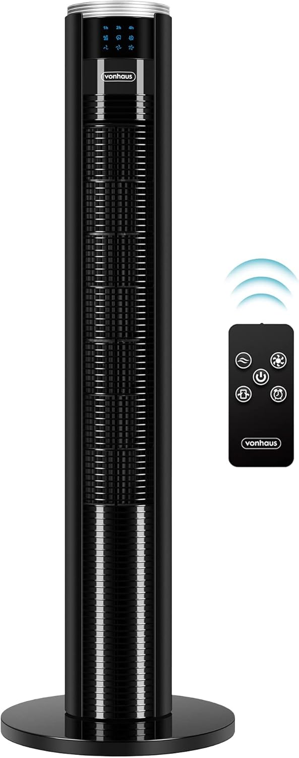 VonHaus 87 cm Turmventilator, Elektroventilator, Schwenkender Ventilator Leise für Jeden Raum, Venti