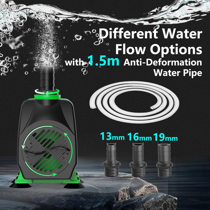 Teichpumpe Filterpumpe 60W 3000L/H Schutz vor überhitzung Funktion Ultra Leise Springbrunnenpumpe Wa