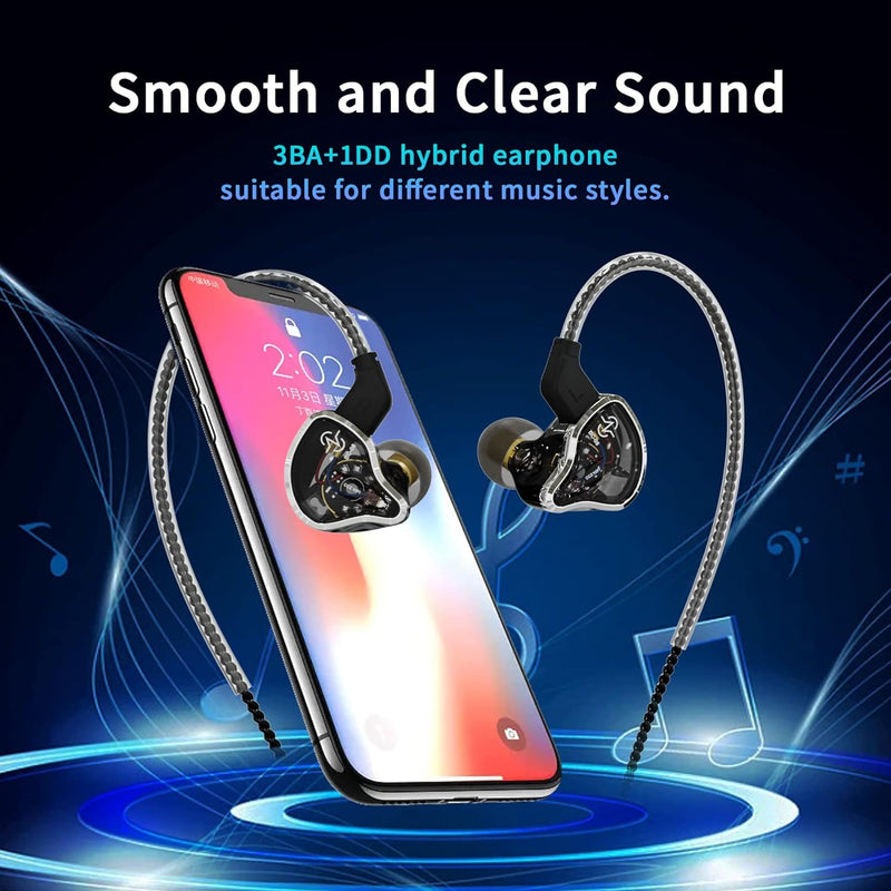 Yinyoo 3BA + 1DD Hybrid Drive In-Ear-Monitor, CCZ Warrior Strong Bass In-Ear-Kopfhörer, geräuschisol