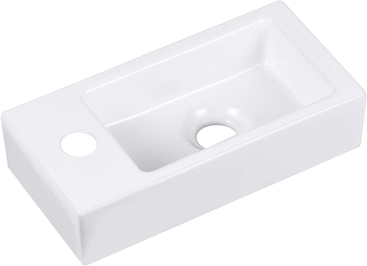 DeerValley DV-1V081L Badezimmerwaschbecken aus Keramik zur Wandmontage, Kleines Badezimmer, Weisses