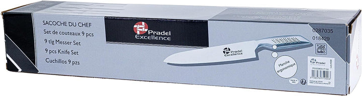 Pradel Excellence I7100 Küchenmessertasche, 9-teilig, Edelstahl klassisch