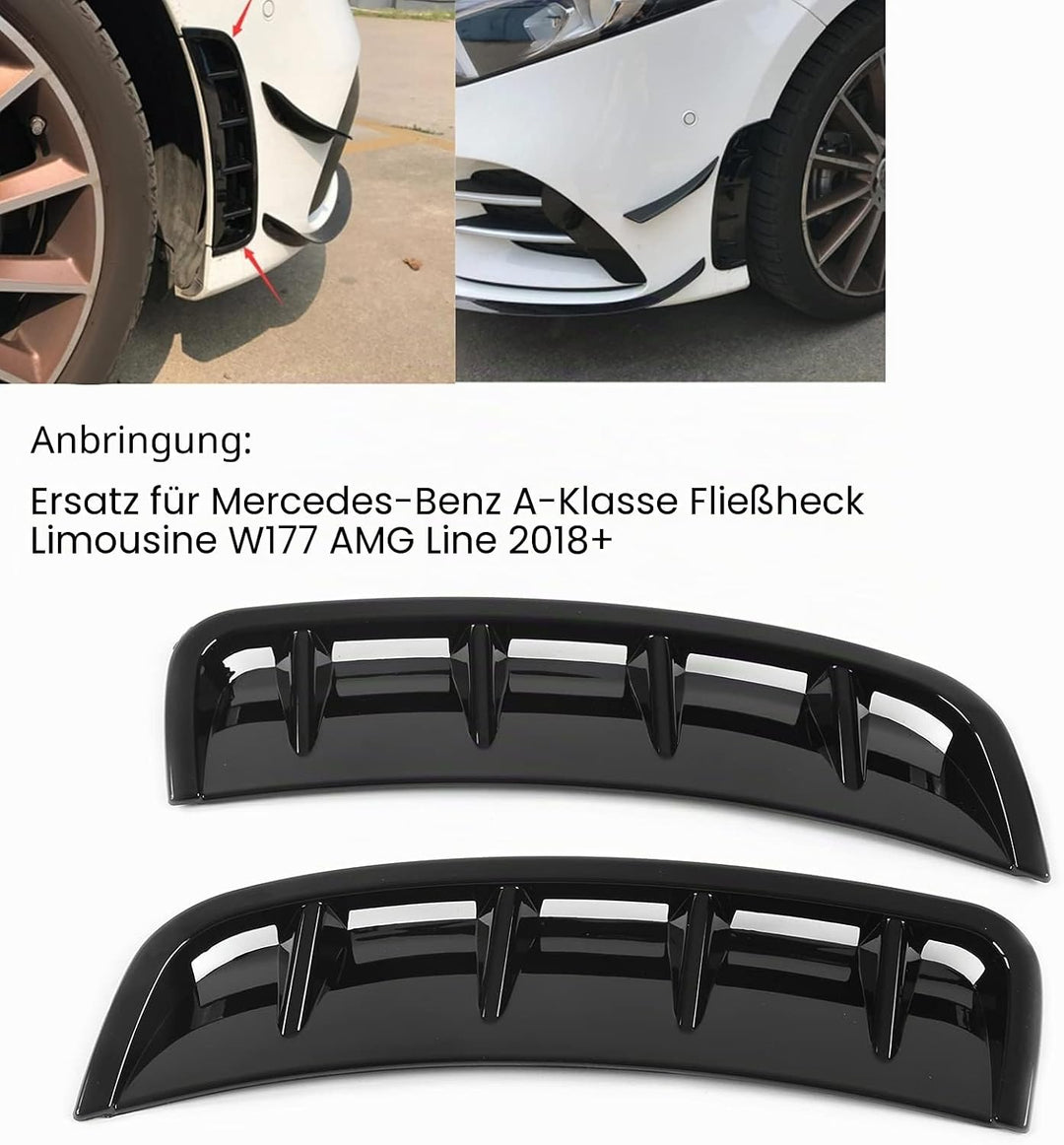 KIMISS Lip Diffusor, Frontstossstange Seitenverkleidung Spoiler Ersatz für A-Klasse Schrägheck Limou