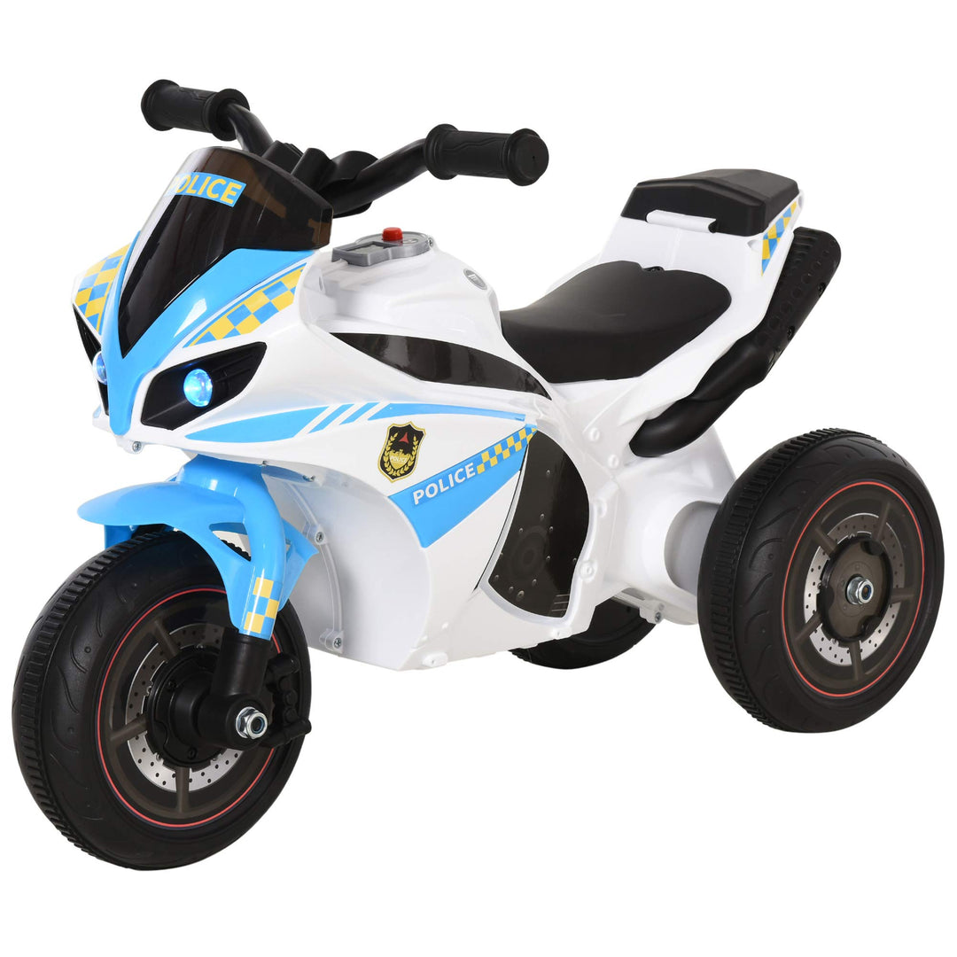HOMCOM Rutschauto für Kinder, Rennrad, musikalische Effekte und Beleuchtung, Aufbewahrungsbox, Blau/