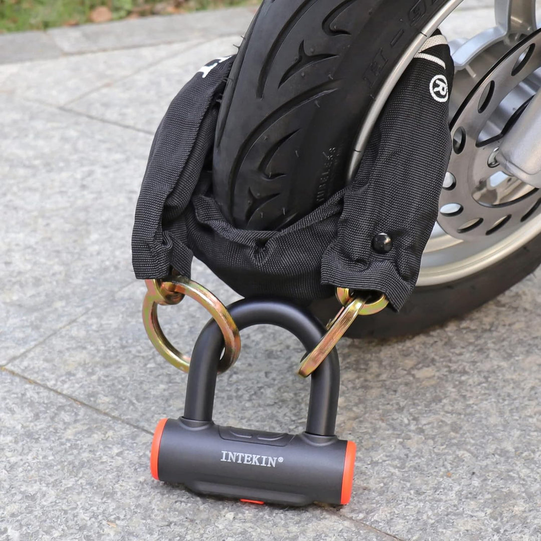 INTEKIN Fahrrad Kettenschloss aus 8mm gehärtetem Stahl, 96cm lang Motorradschloss/Fahrradschloss Ket