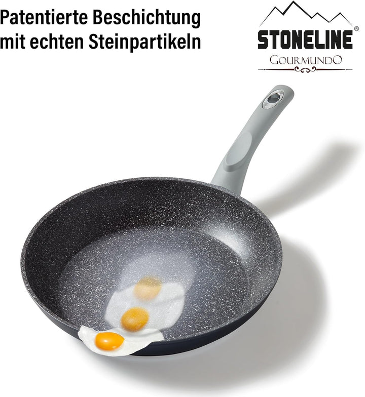 STONELINE Gourmundo Made in Germany Bratpfanne 28 cm, antihaft beschichtete Pfanne mit echten Steinp