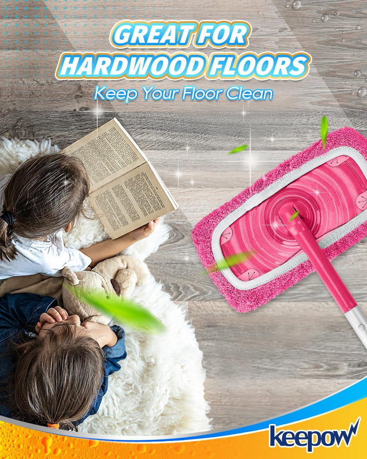KEEPOW 8 Stück Mikrofaser Tücher für Swiffer Bodenwischer, Nass & Trocken, Wiederverwendbare für Swi