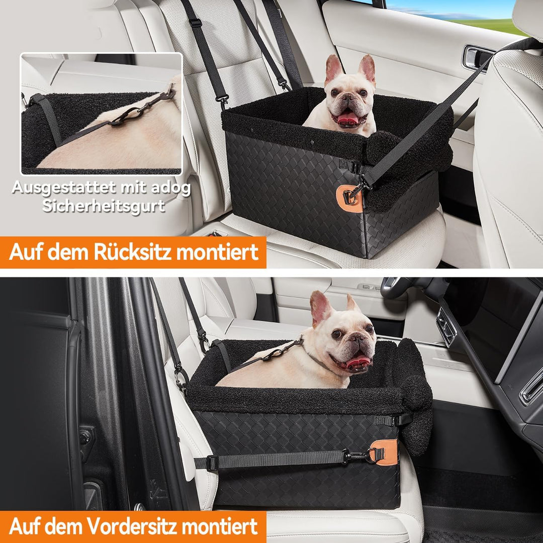 Hunde Autositz für kleine bis mittlere Hunde, Waschbarer hundesitz Auto mit Aufbewahrungstaschen,Ans