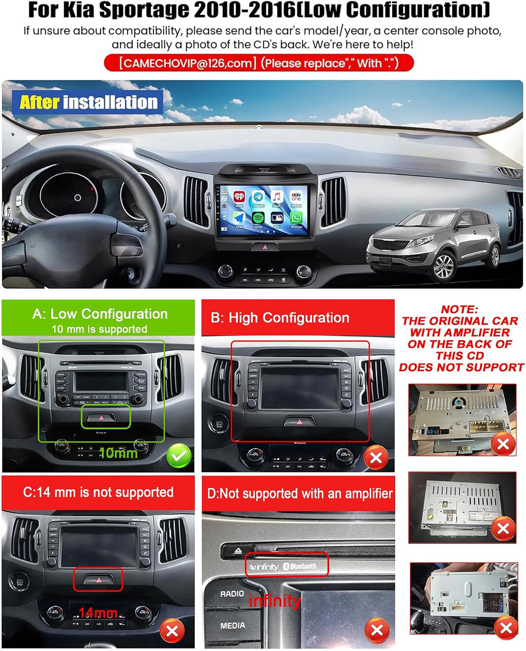 CAMECHO 4G+128G Android 15 Autoradio für Kia Sportage 3 III SL 2010-2016 mit Navi Carplay Android Au