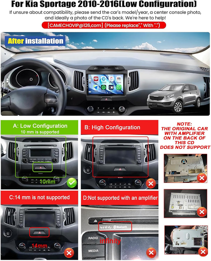 CAMECHO 4G+128G Android 15 Autoradio für Kia Sportage 3 III SL 2010-2016 mit Navi Carplay Android Au