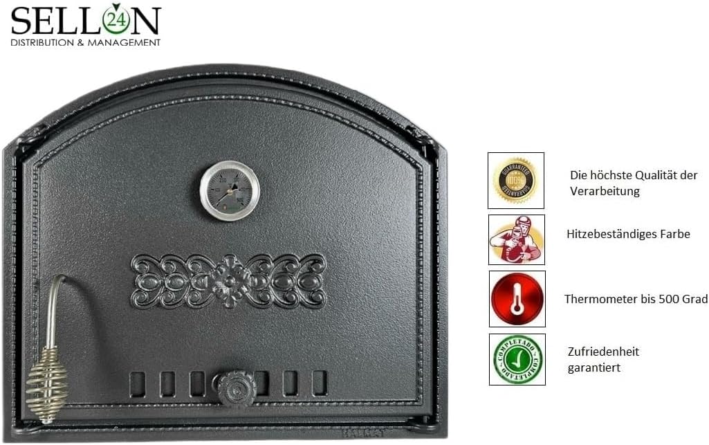 Sellon24® Ofentür aus Gusseisen Backofentür Steinofentür Pizzaofen 485x410