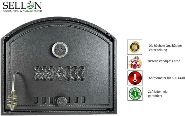 Sellon24® Ofentür aus Gusseisen Backofentür Steinofentür Pizzaofen 485x410