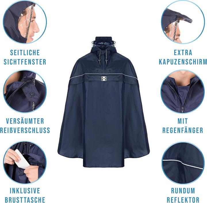 HOCK - DAS ORIGINAL und echter TESTSIEGER* - Fahrrad Regenponcho mit Kapuze - Fahrradponcho Wasserdi