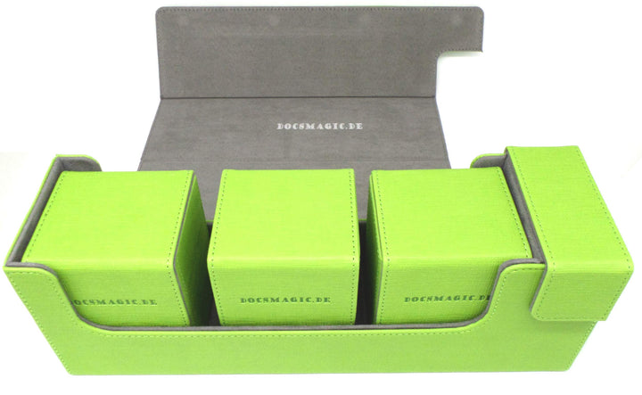 docsmagic.de Premium Magnetic Tray Long Box Light Green Medium + 3 Flip Boxes - Hellgrün Medium + 3