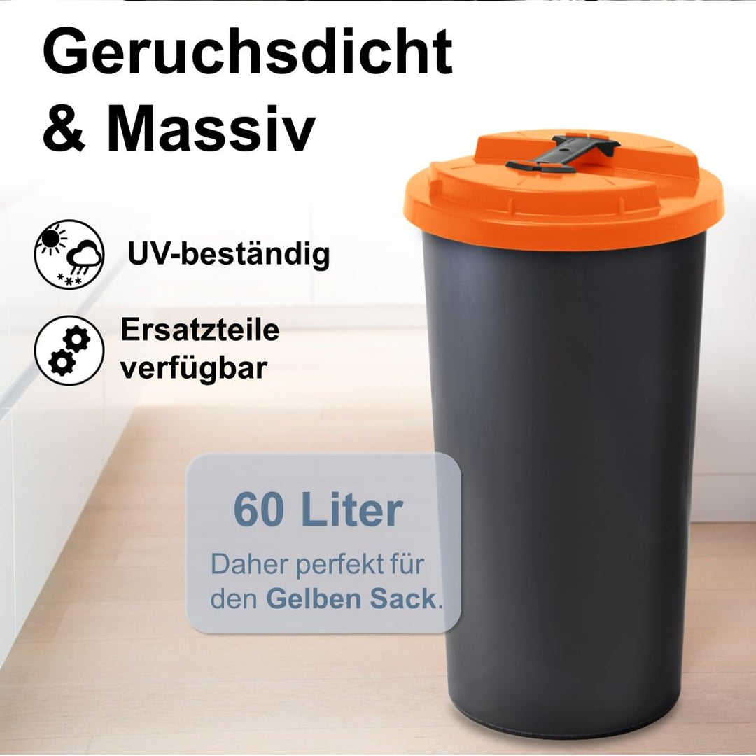 KUEFA BSC 60L Mülleimer, Müllsackständer, Gelber Sack Ständer inkl. Klemm-Ring für Müllbeutel, extra
