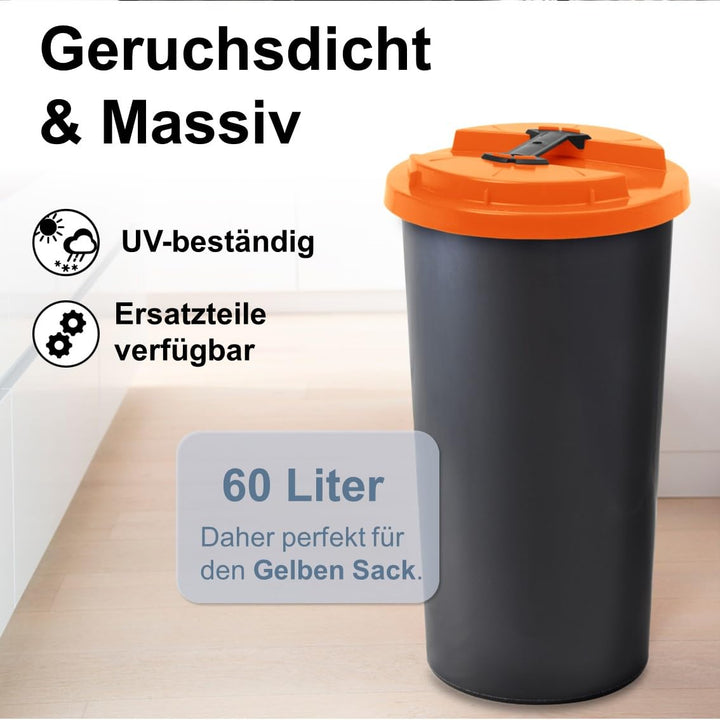 KUEFA BSC 60L Mülleimer, Müllsackständer, Gelber Sack Ständer inkl. Klemm-Ring für Müllbeutel, extra